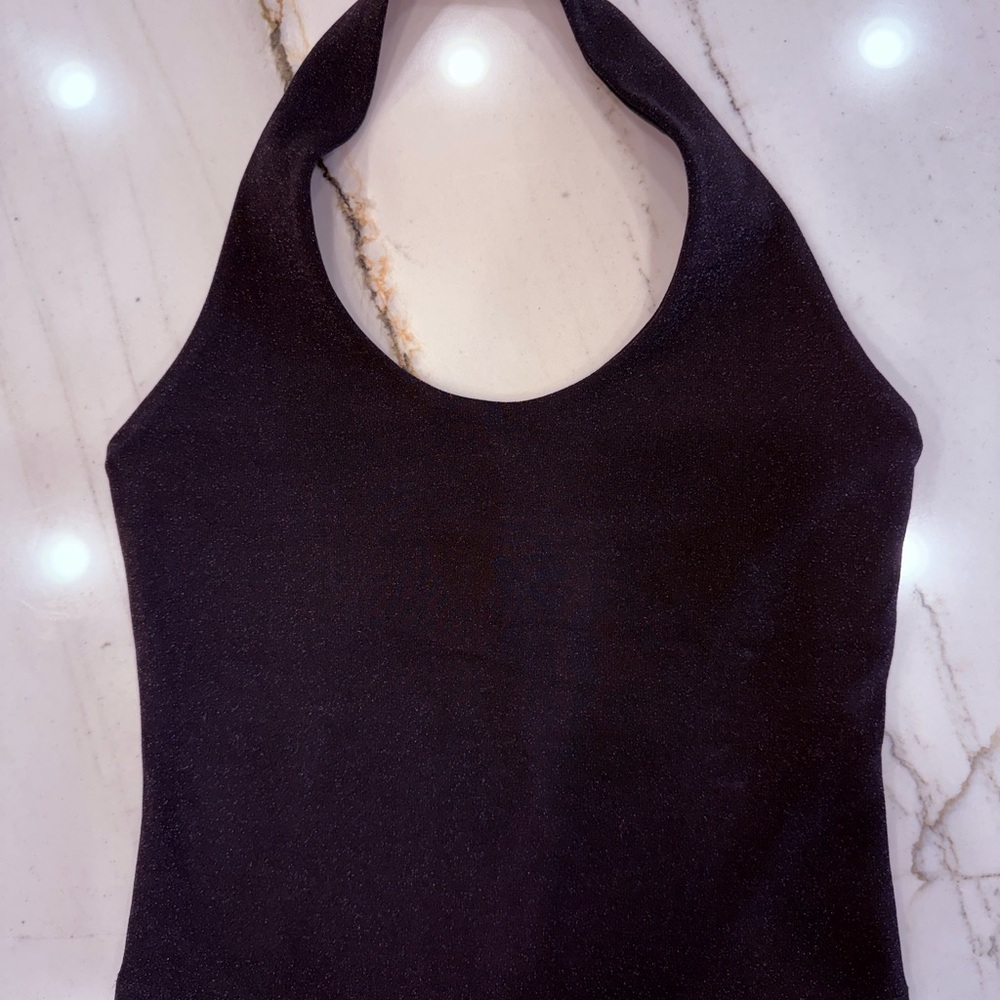 Zara Black Shimmery Halter Tank Top